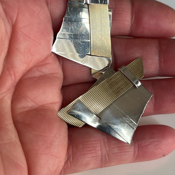 KDTR Kathleen Doyle Tom Reardon Modern Abstract Sterling Gold Tone Earrings - Picture 12 of 15